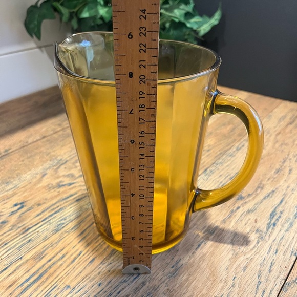 Vintage Amber Panel Glass Pitcher – Smooth Paneled Design - Picture 7 of 8